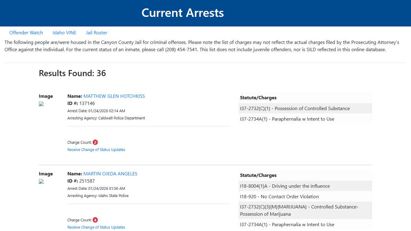 Current Arrests